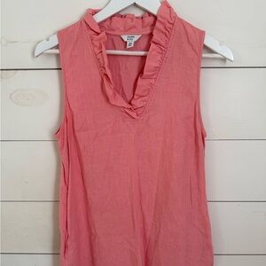 Pink Sleeveless Ruffle Linen Dress